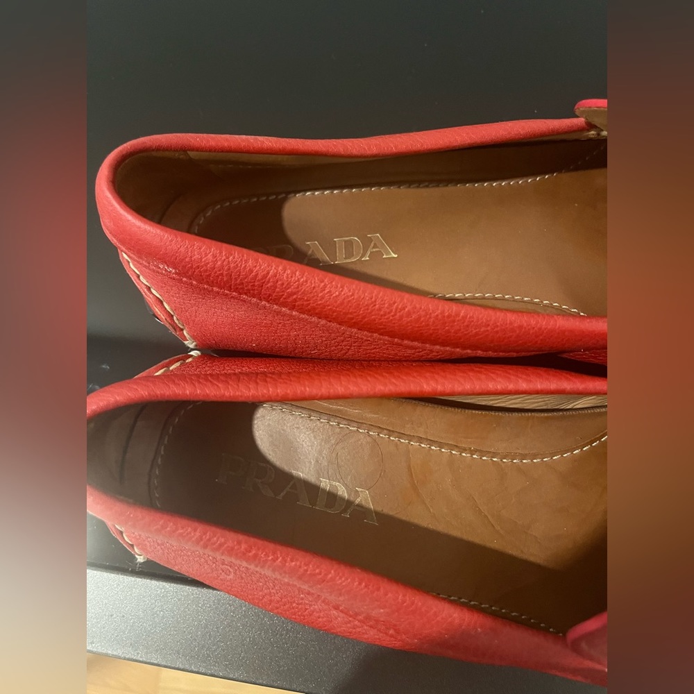 Prada Red Leather Loafers - Men’s (US 9, Italian 8) - Picture 2 of 6
